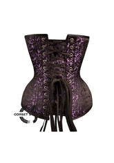 Black And Purple Brocade Burlesque Gothic Overbust Corset Bustier Top